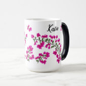 明るい赤紫色ピンクブーゲンビレアパーソナライズドマグカップ モーフィングマグカップ (正面右)