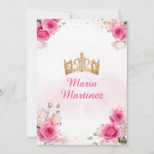 明るい赤紫色ピンクプリンセスフローラ金ゴールドキンセアニラ 招待状 (裏面)