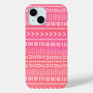 明るい赤紫色ピンクボーストライプホのパタンかわいい iPhone 15ケース