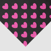 明るい赤紫色ピンクポルカハートオンブラック 薄葉紙 (詳細)