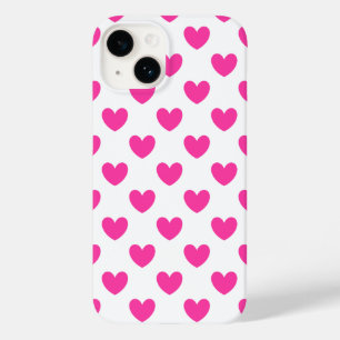 明るい赤紫色ピンクポルカハートオン白 Case-Mate iPhone 14ケース