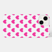 明るい赤紫色ピンクポルカハートオン白 Case-Mate iPhoneケース (裏面 (横))