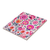明るい赤紫色ピンクメキシコの花BOHOシックフローラ タイル (側面)