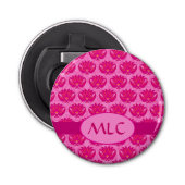 明るい赤紫色ピンクモダンアールヌーボーダマスクモノグラム 栓抜き (正面)