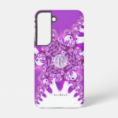 明るい赤紫色ピンクモダンヴィンテージモノグラム名前をカスタムする SAMSUNG GALAXYケース (裏面)