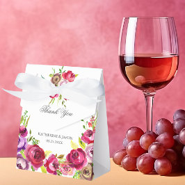 明るい赤紫色ピンクローズシック春フローラ結婚ズ フェイバーボックス