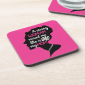 明るい赤紫色ピンク女子やる気を起こさせる引用文母の日 コースター (左側)