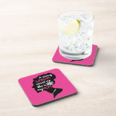 明るい赤紫色ピンク女子やる気を起こさせる引用文母の日 コースター (右側)