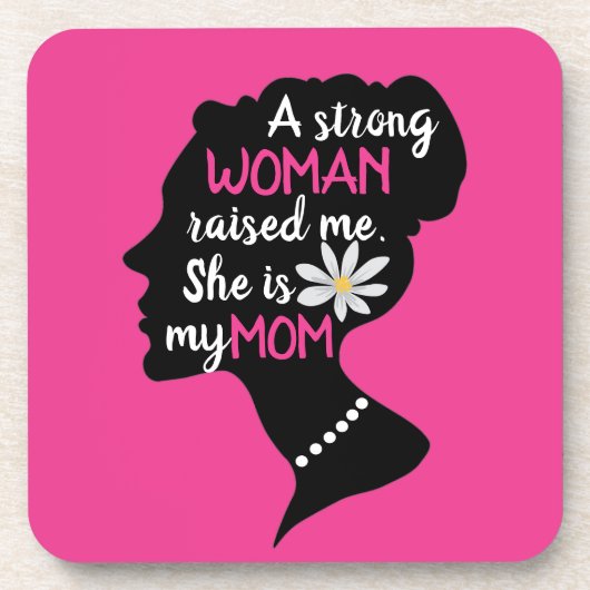 明るい赤紫色ピンク女子やる気を起こさせる引用文母の日 コースター (正面)