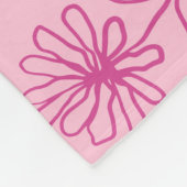 明るい赤紫色ピンク抽象芸術フローラボタニカルインクアートパット フリースブランケット (角)