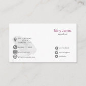 明るい赤紫色ピンク水彩フローラ名刺 名刺 (裏面)