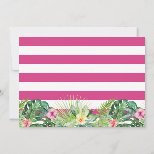 明るい赤紫色ピンク熱帯フローラビーチパーティー写真 サンキューカード (裏面)