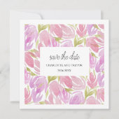 明るい赤紫色ピンク紫の水彩花のパターン (正面)