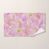 明るい赤紫色ピンク紫の水彩花のパターン バスタオルセット (ハンドタオル)