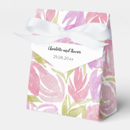 明るい赤紫色ピンク紫の水彩花のパターン フェイバーボックス