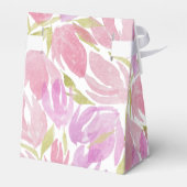 明るい赤紫色ピンク紫の水彩花のパターン フェイバーボックス (裏面サイド)