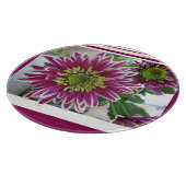 明るい赤紫色ピンク菊コラージュ裁断ボード カッティングボード (角)