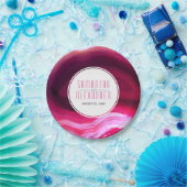 明るい赤紫色ピンク酸モダン結婚線虫 ペーパープレート (パーティー)