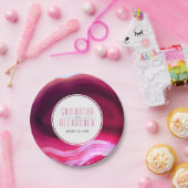 明るい赤紫色ピンク酸モダン結婚線虫 ペーパープレート (パーティー)