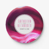 明るい赤紫色ピンク酸モダン結婚線虫 ペーパープレート (正面)