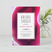 明るい赤紫色ピンク酸結婚エステルブライダルシャワー 招待状 (スタンド正面)