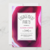 明るい赤紫色ピンク酸結婚エステル婚約パーティ 招待状 (正面)