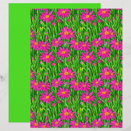 明るい赤紫色ピンク野の花 (正面/裏面)