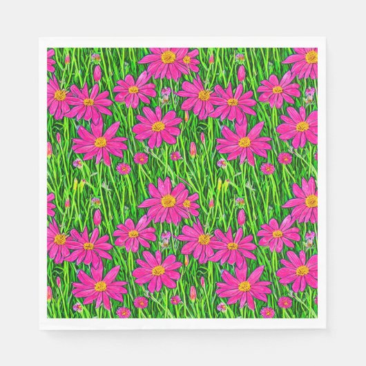 明るい赤紫色ピンク野の花 スタンダードランチョンナプキン (正面)