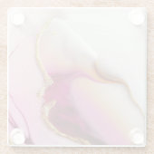 明るい赤紫色ピンク金ゴールド注入 ガラスコースター (裏面)