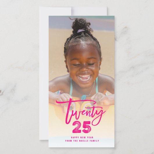 明るい赤紫色ピンク2023ブラシ仕上げミックスタイポグラフィ新年 シーズンカード (正面)