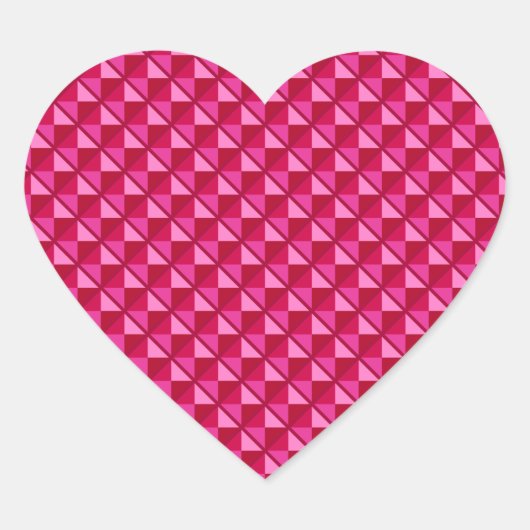 明るい赤紫色ピンク、エナメルルック、スタッズグリッド ハートシール (正面)