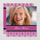 明るい赤紫色フォト16thバースデーパーティ招待状 招待状 (正面/裏面)