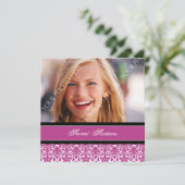 明るい赤紫色フォト16thバースデーパーティ招待状 招待状 (スタンド正面)