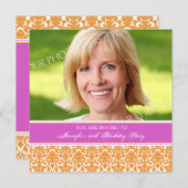 明るい赤紫色フォト50thバースデーパーティ招待状 招待状 (正面/裏面)