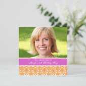 明るい赤紫色フォト50thバースデーパーティ招待状 招待状 (スタンド正面)