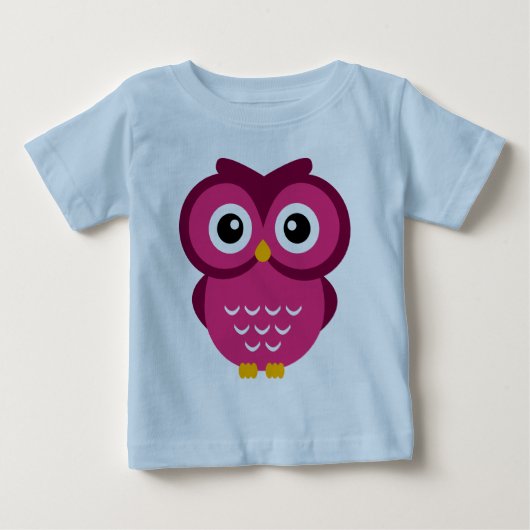 明るい赤紫色フクロウ ベビーTシャツ (正面)