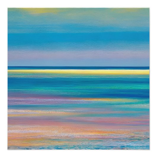 "明るい赤紫色フュージョン"抽象芸術シースケープ ポスター (正面)