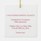 明るい赤紫色フラワーグースベリー セラミックオーナメント (裏面)