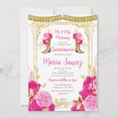 明るい赤紫色フラワーズキンセアニラ15アノス誕生日 招待状 (正面)