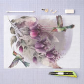 明るい赤紫色フラワーハミングバードウォーター色 薄葉紙 (クラフト)