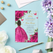 明るい赤紫色フローラブラウンプリンセスキンセアニラスウィート16 アクリル招待状 (インサイチュ (ウェディング))