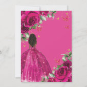 明るい赤紫色フローラブラウンプリンセスキンセアニラスウィート16 招待状 (裏面)