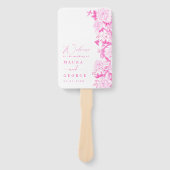 明るい赤紫色フローラ庭園の結婚式プログラム ハンドファン (正面)