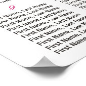 明るい赤紫色フローラ12台結婚の座席表 ポスター (角)