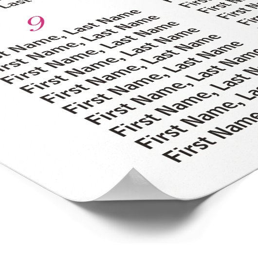 明るい赤紫色フローラ12台結婚の座席表 ポスター (角)