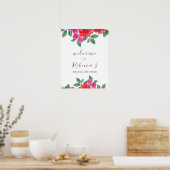 明るい赤紫色ブライダルシャワーウェルカムサインポスター ポスター (キッチン)