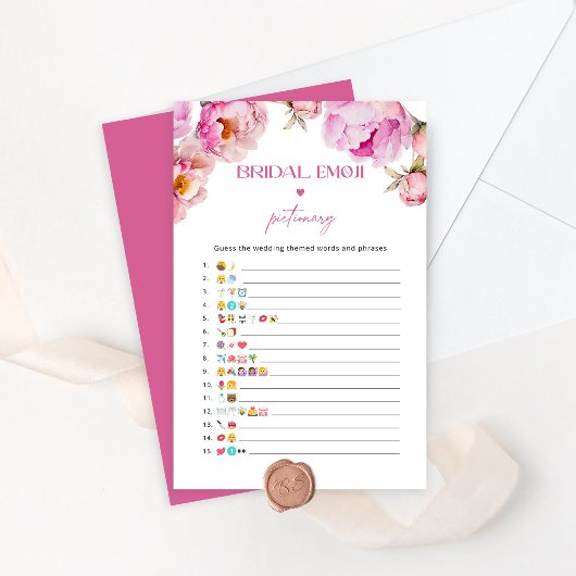 明るい赤紫色ブライダルシャワー絵文字ゲーム