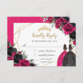 明るい赤紫色ブラックフローラツインズキンセアニラXV Reply 出欠カード (正面/裏面)
