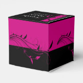 明るい赤紫色ブラックフローラフィリグリー結婚式の引き出物ボックス フェイバーボックス (裏面サイド)