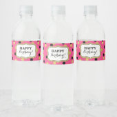 明るい赤紫色ブラック金ゴールド紙吹雪ハッピーバースデー! ペットボトルラベル (ボトル)